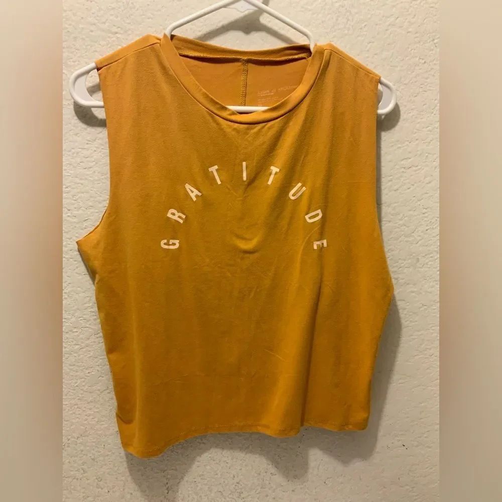 lovers of hYOUmanity Gratitude Muscle Tank Top Womens medium beige Casual